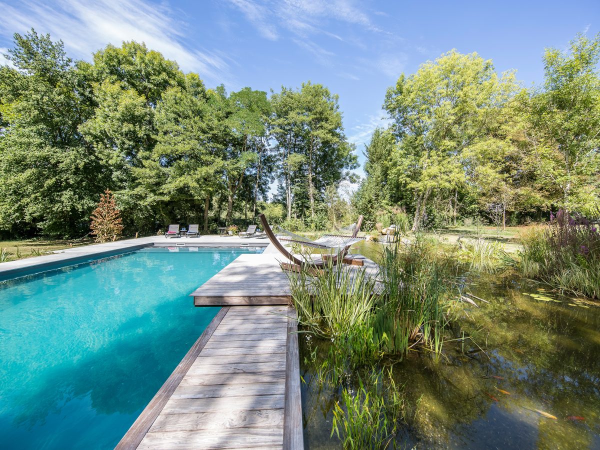 Piscine naturelle de détente avec bassin sauvage à Bourgoin-Jallieu