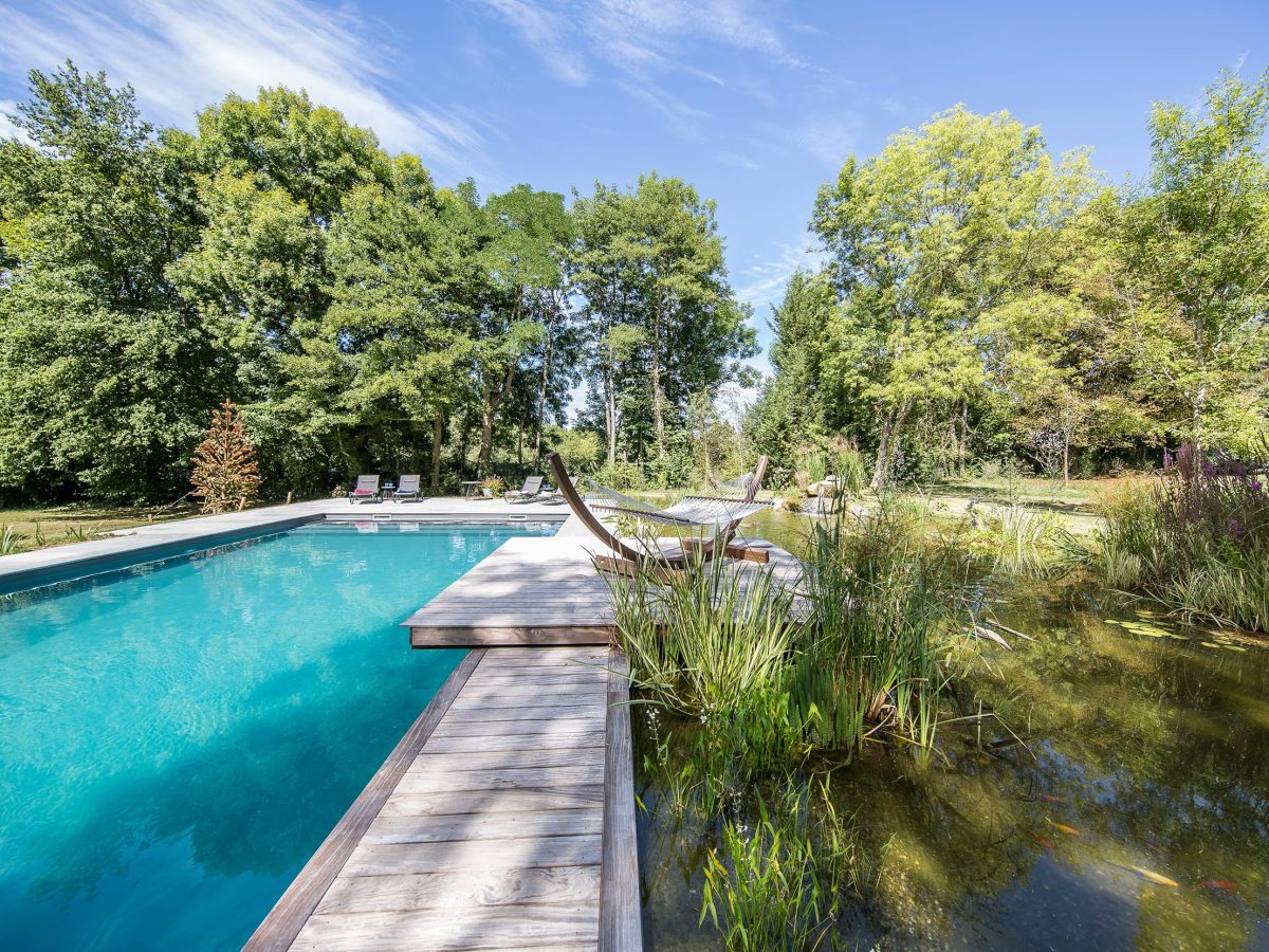 Piscine naturelle de détente avec bassin sauvage à Bourgoin-Jallieu